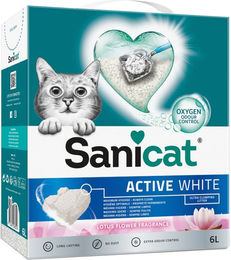 Produktbild von Sanicat Active White Katzenklumpstreu Lotus-Blüte 3 x 6 l - 3 x 6 l
