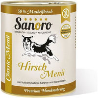 Produktbild von Sanoro Menü Classic Hundefutter Hirsch mit 50 % Fleischanteil und Bio-Gemüse Adult 6 x 800 g - 6 x 800 g