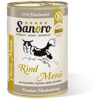 Produktbild von Sanoro Menü Classic Hundefutter Rind mit 55% Fleischanteil und Bio-Gemüse 12 x 400 g - 12 x 400 g