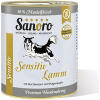 Produktbild von Sanoro Menü Sensitiv Lamm mit Karotte und Buchweizen Getreidefrei und Glutenfrei Hundefutter Dose 480g - 6 x 800 g