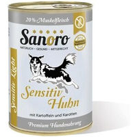 Produktbild von Sanoro Menü Sensitiv Light Hund Nassfutter Huhn mit Kartoffeln und Karotten Monoprotein 12x400g - 12 x 400 g