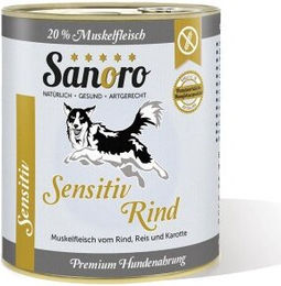 Sanoro Sensitiv Hund Nassfutter Rind mit Reis und Karotte Monoprotein Glutenfrei 6x800g - 6 x 800 g – Bild 1 von 2