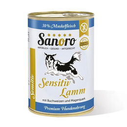 Sanoro Sensitiv Lamm Menü mit Bio-Gemüse Hund Adult Nassfutter für Leishmaniose 12 x 400 g – Bild 1 von 3