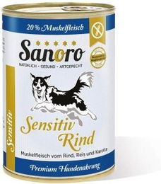 Sanoro Sensitiv Nassfutter Rind mit Bio-Gemüse für Hunde zur Gewichtskontrolle und Verdauung 12x400g - 12 x 400 g – Bild 1 von 2