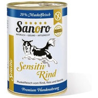 Produktbild von Sanoro Sensitiv Nassfutter Rind mit Bio-Gemüse für Hunde zur Gewichtskontrolle und Verdauung 12x400g - 12 x 400 g