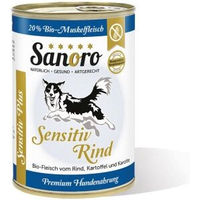 Produktbild von Sanoro Sensitiv PLUS Bio-Rind mit Bio-Kartoffel und Bio-Karotte Nassfutter für Hunde 12x400g - 12 x 400 g