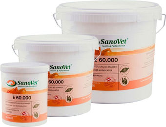 SanoVet E 60.000 Nahrungsergänzung mit Vitaminen für Muskelaufbau, Immunsystem sowie Haut und Fell 10 kg - 10 kg – Bild 1 von 3