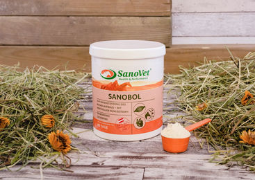Produktbild von SanoVet Sanobol Ergänzungsfutter Pulver mit Vitaminen für Muskelaufbau und Sport & Leistung