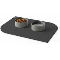 Produktbild von SANOZOO Napfunterlage Blatt Grau Öko-Tex Zertifiziert Rutschfest und Waschbar für Hund und Katze 60 x 90 cm