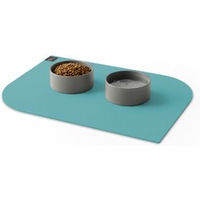 Produktbild von SanoZoo Napfunterlage Blatt Öko-Tex zertifiziert rutschfest und waschbar Futtermatte für Hund und Katze Petrol 40 x 60 cm