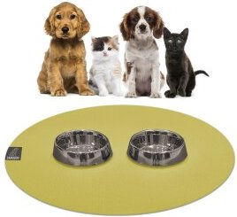 SanoZoo Rund Napfunterlage für Hunde und Katzen Öko-Tex Gelbgrün 80 cm – Bild 1 von 6