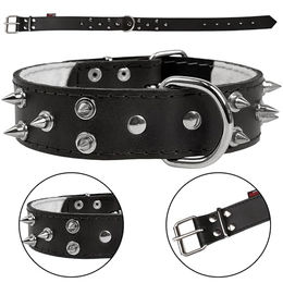 Sarcia.eu Hundehalsband aus schwarzem Leder mit Stacheln 40mm 67cm – Bild 1 von 3