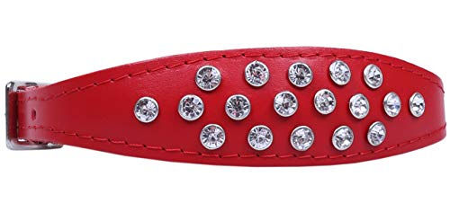 Sarcia Hundehalsband aus Kunstleder in Rot mit Kristallen 40 cm – Bild 1 von 2