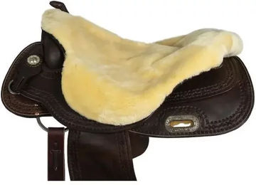 Produktbild von Sattelbezug für Pferde aus synthetischem Lammfell von Umbria Equitazione in Braun und Beige
