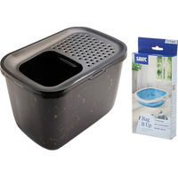 Produktbild von Savic Hop In Marble Katzentoilette Starterset mit Top-Entry und 6 Beuteln Schwarz Gold