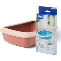 Produktbild von Savic Katzentoilette Iriz Starterset mit Rand in Rosa/Rot aus Kunststoff