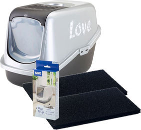 Produktbild von Savic Katzentoilette Nestor Impression Love Haubentoilette Starterset mit Filtern und Beuteln
