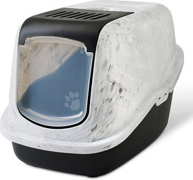 Savic Katzentoilette Nestor Marble Haubentoilette Marmor Weiß Grau Schwarz – Bild 1 von 6