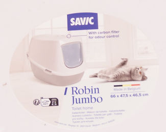 Savic Katzentoilette Robin Jumbo Haubentoilette aus Kunststoff Weiß Grau – Bild 1 von 2