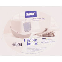 Produktbild von Savic Katzentoilette Robin Jumbo Haubentoilette aus Kunststoff Weiß Grau