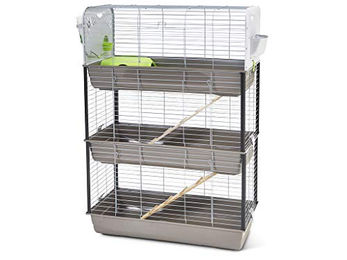Savic Nagerkäfig Caesar 3 KD Dreifach für Kaninchen und Meerschweinchen Beige Grau Metall 100x50x143cm – Bild 1 von 4