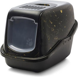 Savic Nestor Marble Haubentoilette für Katzen in Schwarz/Gold aus Kunststoff – Bild 1 von 7