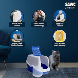 Savic Vadigran Nestor Haubentoilette für Katzen Blau 56 x 39 x 38,5 cm – Bild 1 von 8