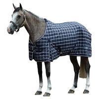 Produktbild von Saxon Pferdedecke 1200D PP Standard Halsschutz Medium Stable Rug Navy Plaid 7ft3