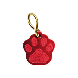 Produktbild von Schecker Adressanhänger für Tiere aus Aluminium in Rot mit Pfotenmotiv und Gravur 26 x 28 mm