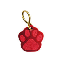 Produktbild von Schecker Adressanhänger für Tiere aus Aluminium in Rot mit Pfotenmotiv und Gravur 26 x 28 mm