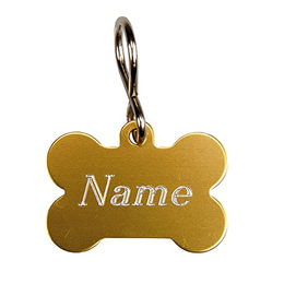 Schecker Adressanhänger Knochen Form in Alu-Gold für Hunde 38x25 mm mit Gravur - 1 Stk. – Bild 1 von 2