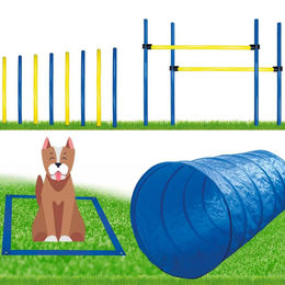 Schecker Dog Agility Set groß für Hunde mit Startfeld, Slalomstangen, Hürden, Tunnel und Tasche in Bunt – Bild 1 von 4
