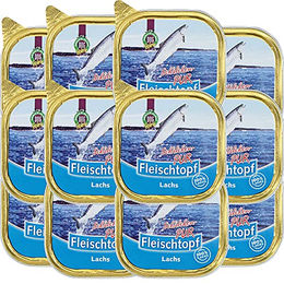 Produktbild von Schecker DOGREFORM Hundefutter Lachs Stückchen in Sauce getreidefrei und glutenfrei 12x200g - 12 x 200 g