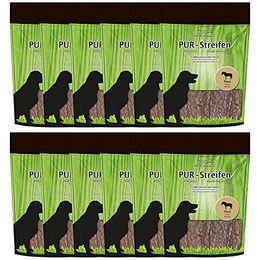 Schecker Dörrfleisch PUR Kaustreifen Pferd für Hunde glutenfrei und getreidefrei 12x 100g – Bild 1 von 4