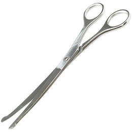 Schecker Gebogene Hundeschere aus Metall mit Mikroschliff und verchromter Ausführung in Silber – Bild 1 von 3