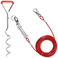 Produktbild von Schecker Hofleine Set für große Hunde mit Bully-Auslaufleine und Anlegepflock aus Metall in Rot/Silber