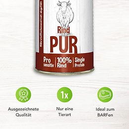 Schecker Hundefutter Nassfutter Rind 100% Pur getreidefrei und glutenfrei 6 x 820 g - 6 x 820 g – Bild 1 von 6