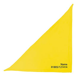 Schecker Hundehalsband Bandana Gelb Bestickt mit individuellem Namen und Telefonnummer 65cm - 65 cm – Bild 1 von 2