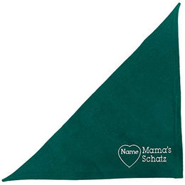Schecker Hundehalstuch Bandana Petrol mit Bestickung Mama's Schatz und Herz für Hunde – Bild 1 von 1