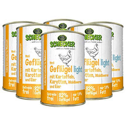 Schecker Hundemenü Geflügel Light Diätfutter mit Stückchen in Sauce für erwachsene Hunde 6x 410g - 6 x 410 g – Bild 1 von 3