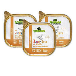 Schecker Hundemenü Junior Ente mit Kürbis und Haferflocken 3 x 200 g glutenfrei - 3 x 200 g – Bild 1 von 2