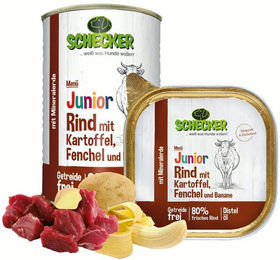 Schecker Hundemenü Junior Nassfutter Rind Getreidefrei - 410 g – Bild 1 von 2