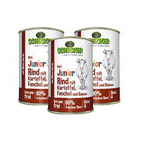 Produktbild von Schecker Hundemenü Junior Rind mit Kartoffel Fenchel und Banane 3 x 410 g getreidefrei und glutenfrei mit hohem Fleischanteil - 3 x 410 g
