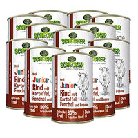 Produktbild von Schecker Hundemenü Junior Rind mit Kartoffel Fenchel und Banane Getreidefrei und Glutenfrei 12 x 410 g