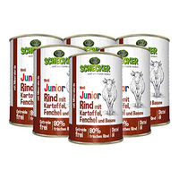 Produktbild von Schecker Hundemenü Junior Rind mit Kartoffel, Fenchel und Banane mit hohem Fleischanteil 6 x 410 g - 6 x 410 g