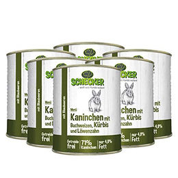 Schecker Hundemenü Nassfutter Kaninchen mit Buchweizen und Kürbis getreidefrei hypoallergen 6 x 820 g - 6 x 820 g – Bild 1 von 2