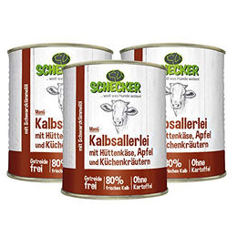 Schecker Hundemenü Nassfutter mit Kalb, Hüttenkäse, Apfel und Kräutern, getreidefrei und hypoallergen, 3 x 820 g - 3 x 820 g – Bild 1 von 4