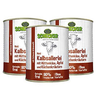 Produktbild von Schecker Hundemenü Nassfutter mit Kalb, Hüttenkäse, Apfel und Kräutern, getreidefrei und hypoallergen, 3 x 820 g - 3 x 820 g