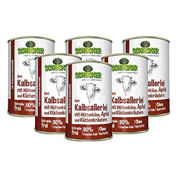Schecker Hundemenü Nassfutter mit Kalb, Hüttenkäse, Apfel und Kräutern, getreidefrei und hypoallergen, 6 x 410 g - 6 x 410 g – Bild 1 von 4