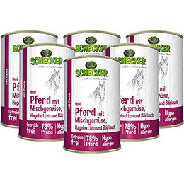 Schecker Hundemenü Pferd mit Mischgemüse getreidefrei hypoallergen 6 x 410 g - 6 x 410 g – Bild 1 von 4